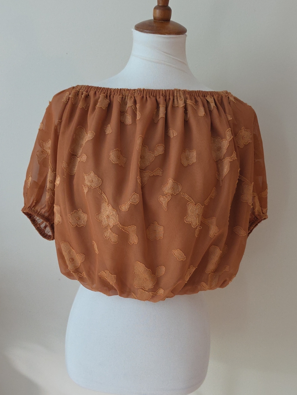 A.Calin By Flaing Tometo Womens Off-Shoulder Floral Embroidered Top - Brown